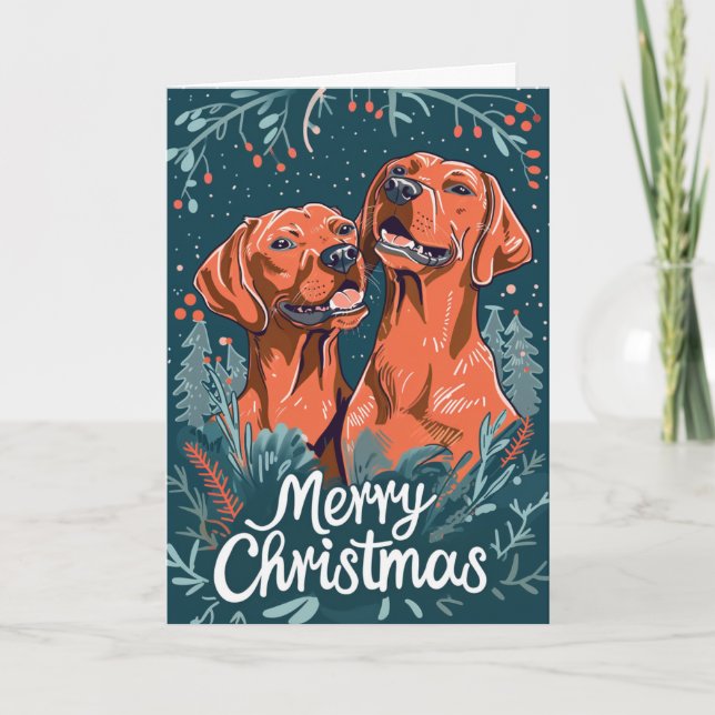Vizsla Merry Christmas Personalized Holiday Card (Front)