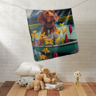 Vizsla on a Paddle: A Scenic Adventure Baby Blanket