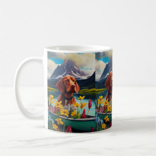 Vizsla on a Paddle: A Scenic Adventure Coffee Mug