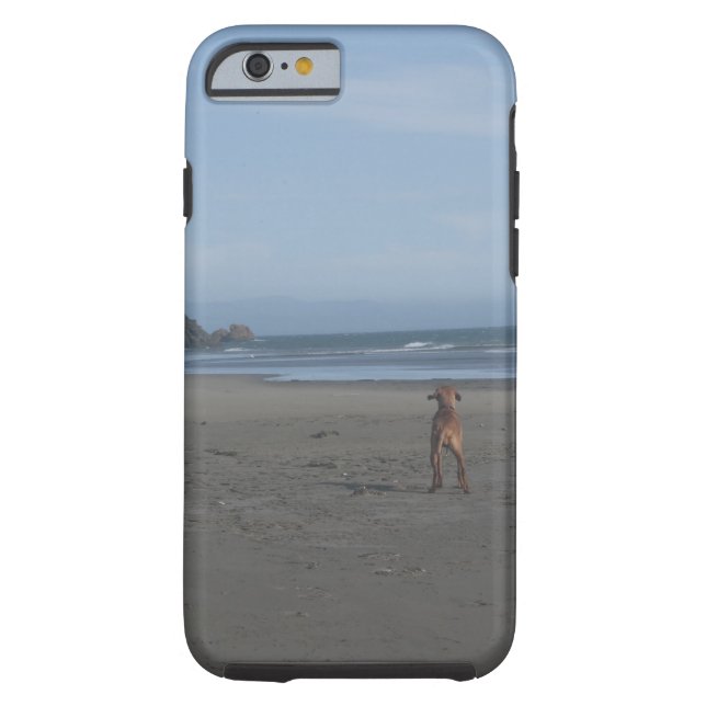 Vizsla on beach phone case (Back)