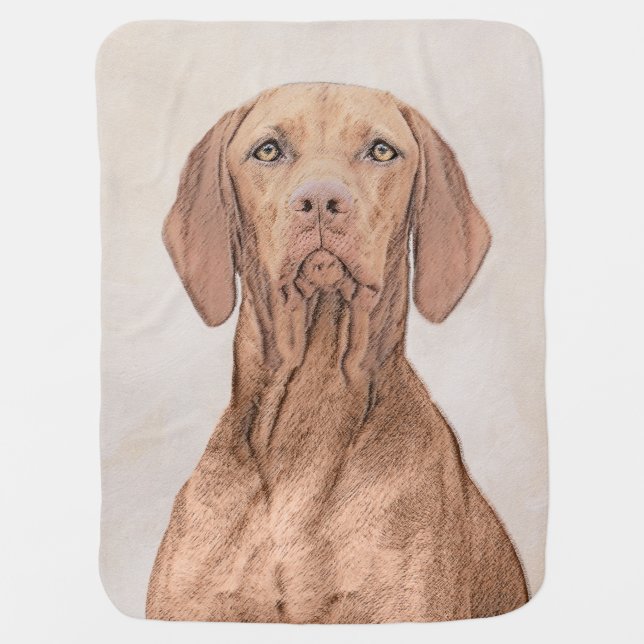 Vizsla Painting - Cute Original Dog Art Baby Blanket (Front)