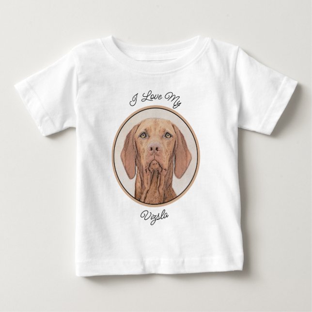 Vizsla Painting - Cute Original Dog Art Baby T-Shirt (Front)