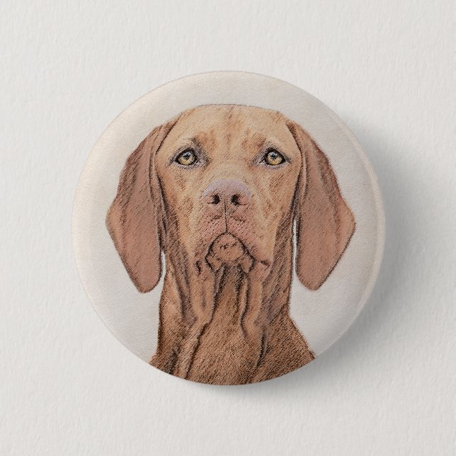Vizsla Painting - Cute Original Dog Art Button (Front)