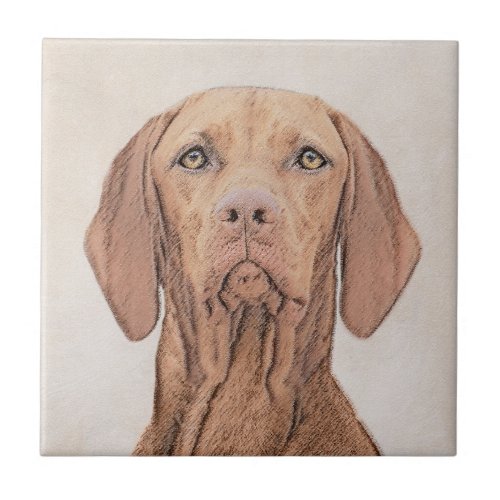 Vizsla Painting _ Cute Original Dog Art Ceramic Tile