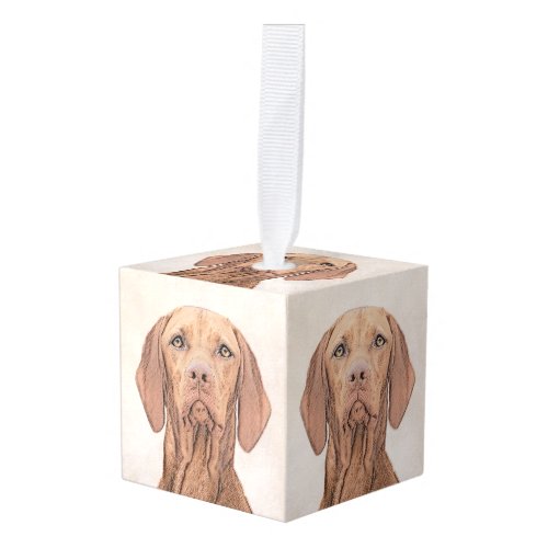 Vizsla Painting _ Cute Original Dog Art Cube Ornament