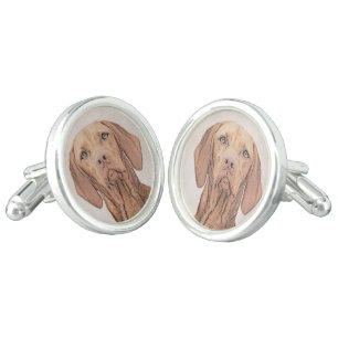 Vizsla Painting - Cute Original Dog Art Cufflinks