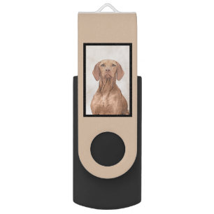 Vizsla Painting - Cute Original Dog Art Flash Drive