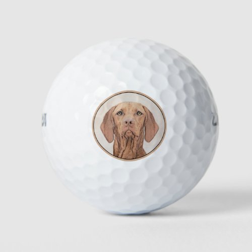 Vizsla Painting _ Cute Original Dog Art Golf Balls