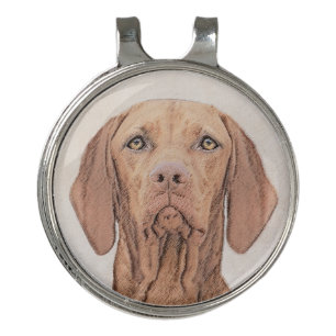Vizsla Painting - Cute Original Dog Art Golf Hat Clip