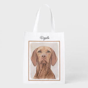 Vizsla Painting - Cute Original Dog Art Grocery Ba Bag