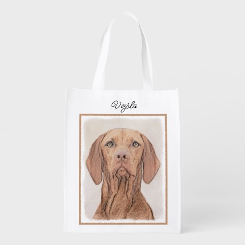 Vizsla Painting _ Cute Original Dog Art Grocery Ba Grocery Bag