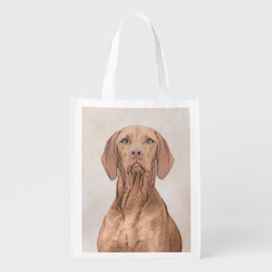 Vizsla Painting - Cute Original Dog Art Grocery Bag