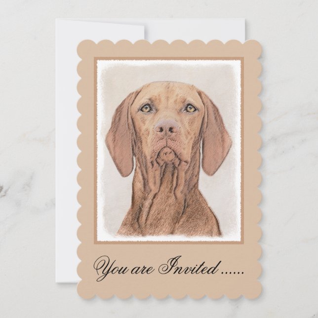 Vizsla Painting - Cute Original Dog Art Invitation (Front)
