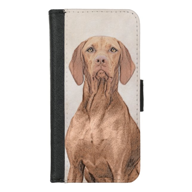 Vizsla Painting - Cute Original Dog Art iPhone Wallet Case (Front)