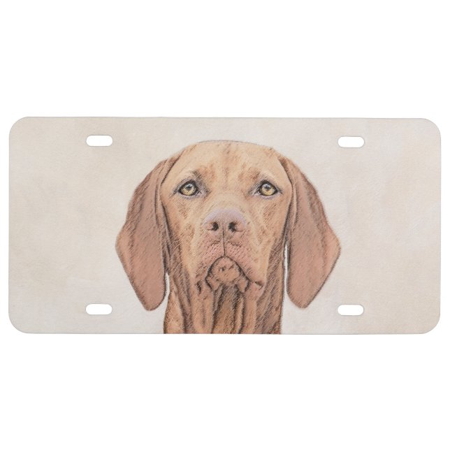Vizsla Painting - Cute Original Dog Art License Plate (Front)