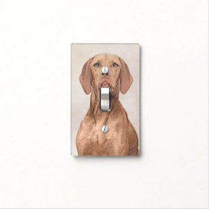 Vizsla Painting - Cute Original Dog Art Light Switch Cover