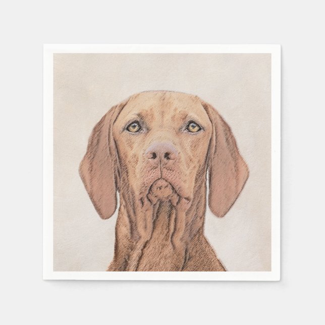Vizsla Painting - Cute Original Dog Art Napkins (Front)