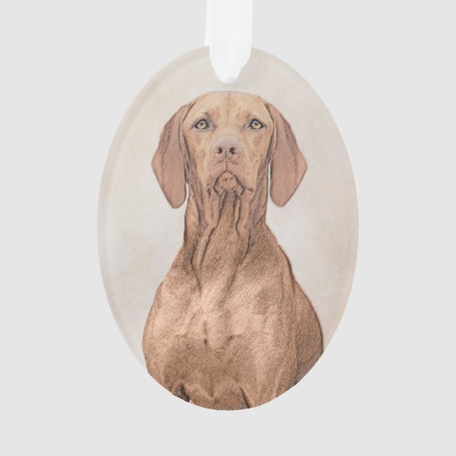 Vizsla Painting - Cute Original Dog Art Ornament (Back)