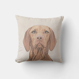 Vizsla Painting - Cute Original Dog Art Outdoor Pillow