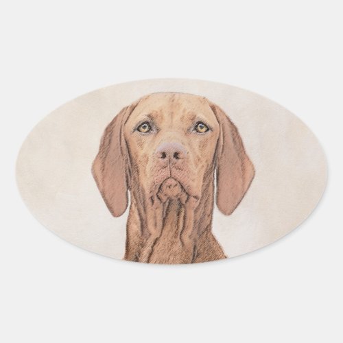 Vizsla Painting _ Cute Original Dog Art Oval Sticker