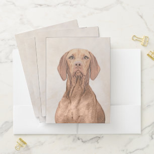 Vizsla Painting - Cute Original Dog Art Pocket Folder