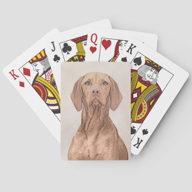 Vizsla Painting - Cute Original Dog Art Poker Cards (Back)