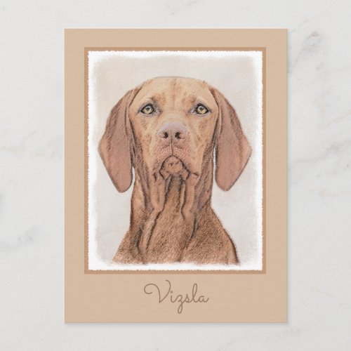 Vizsla Painting _ Cute Original Dog Art Postcard