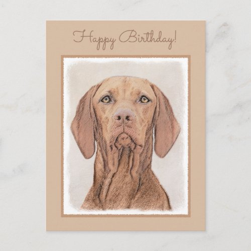 Vizsla Painting _ Cute Original Dog Art Postcard