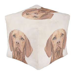 Vizsla Painting - Cute Original Dog Art Pouf