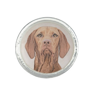 Vizsla Painting - Cute Original Dog Art Ring