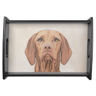 Vizsla Painting - Cute Original Dog Art Serving Tray