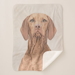 Vizsla Painting - Cute Original Dog Art Sherpa Blanket