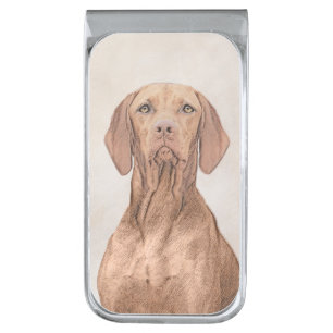Vizsla Painting - Cute Original Dog Art Silver Finish Money Clip