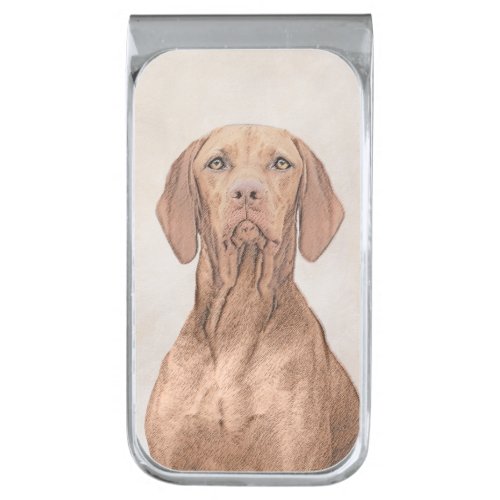 Vizsla Painting _ Cute Original Dog Art Silver Finish Money Clip