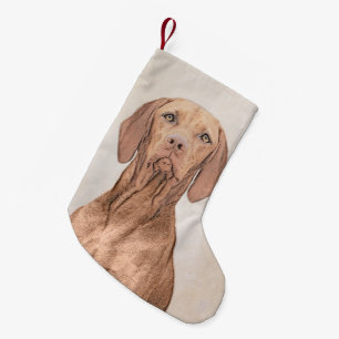Vizsla Painting - Cute Original Dog Art Small Christmas Stocking