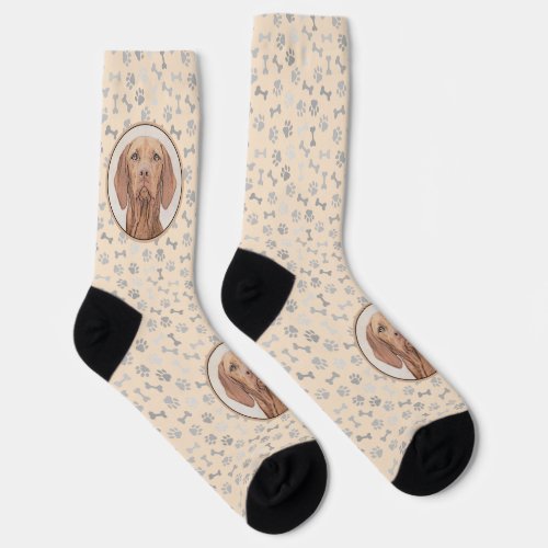 Vizsla Painting _ Cute Original Dog Art Socks