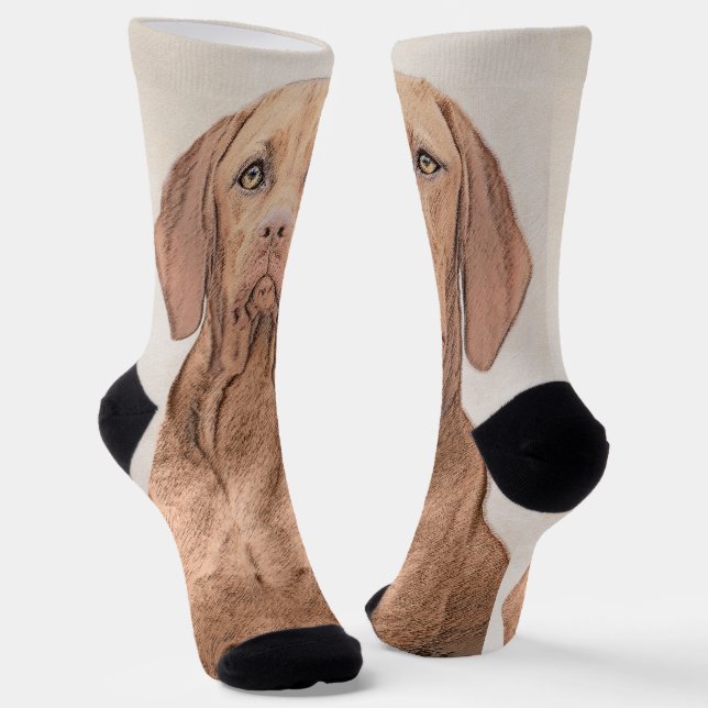 Vizsla Painting - Cute Original Dog Art Socks (Angled)