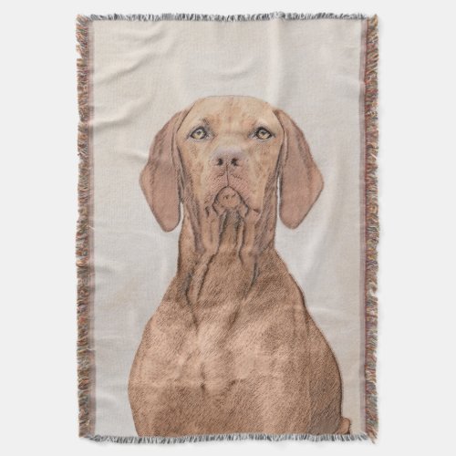 Vizsla Painting _ Cute Original Dog Art Throw Blanket