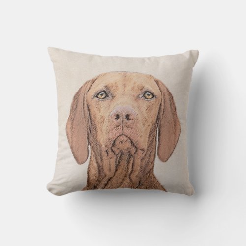 Vizsla Painting _ Cute Original Dog Art Throw Pillow