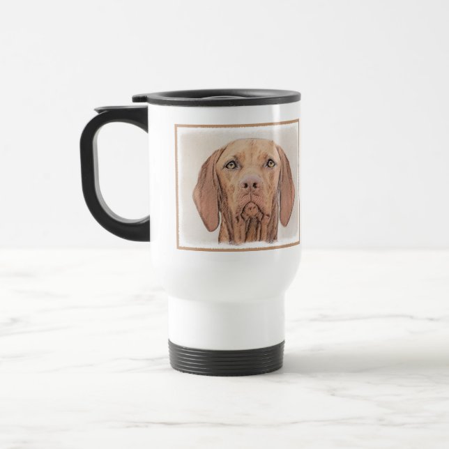 Vizsla Painting - Cute Original Dog Art Travel Mug (Left)