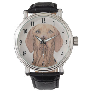 Vizsla Painting - Cute Original Dog Art Watch