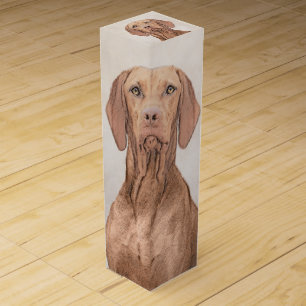 Vizsla Painting - Cute Original Dog Art Wine Box