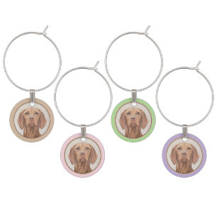 Vizsla Painting - Cute Original Dog Art Wine Charm
