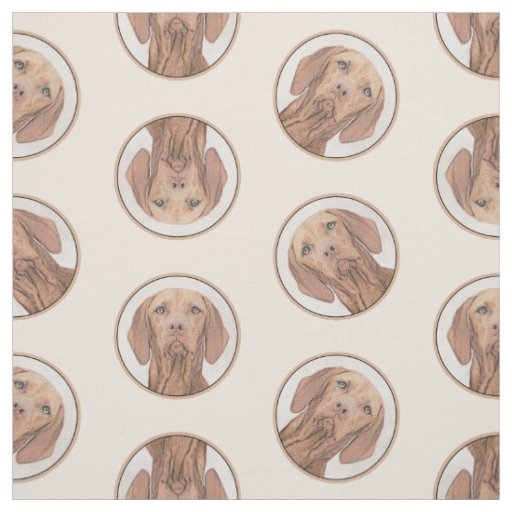 Vizsla Painting Golden Rust Cute Original Dog Art Fabric