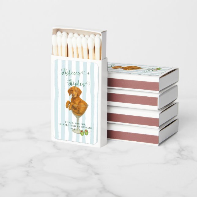 Vizsla | Personalized Pet Illustration Wedding Matchboxes (Stacked)