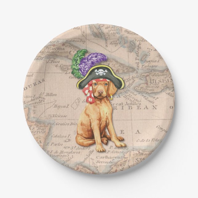 Vizsla Pirate Paper Plates (Front)