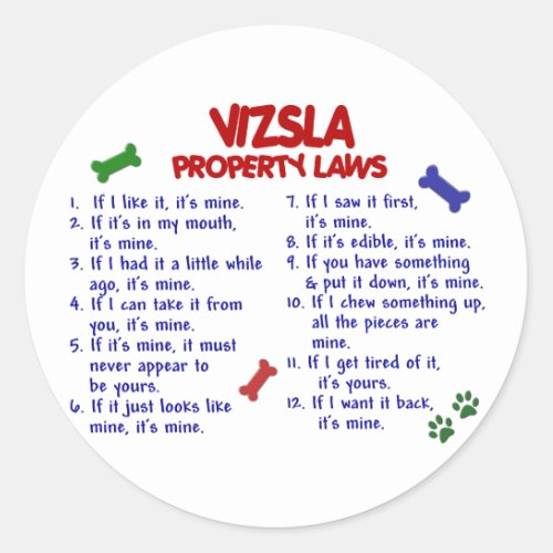VIZSLA Property Laws 2 Classic Round Sticker
