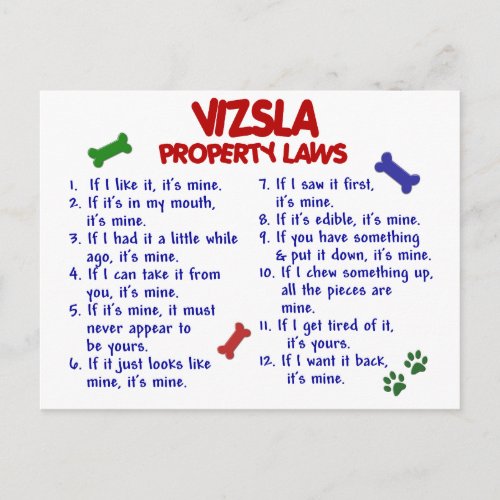 VIZSLA Property Laws 2 Postcard