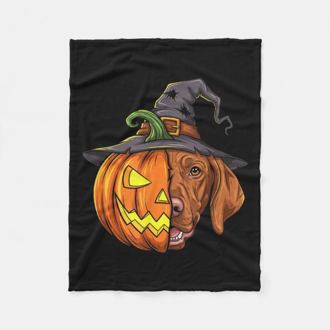 Vizsla Pumpkin Jack O Lantern Halloween Kids Mens  Fleece Blanket (Front)