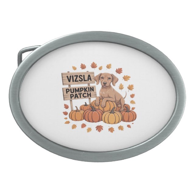 Vizsla Pumpkin Patch Dog Lovers Thanksgiving Hallo Belt Buckle (Front)